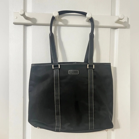 FINAL PRIce MAXX Black Nylon & Leather Tote / Shoulder Handbag - Picture 1 of 8